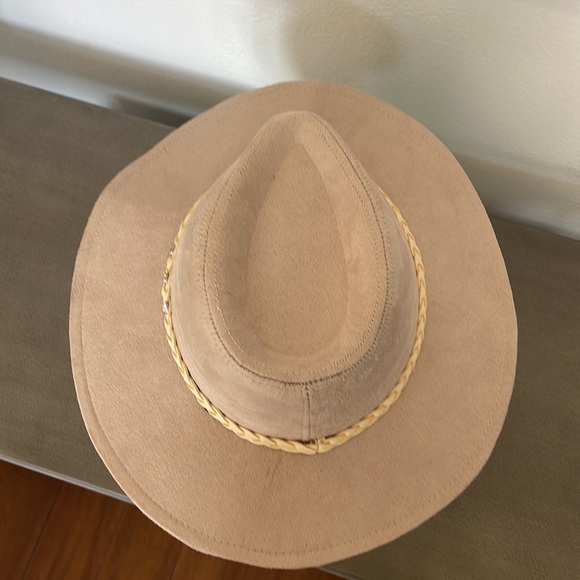 Glitzy Bella Women’s Suede Hat, Beige with Creme braid & crystal embellishments - Picture 5 of 10